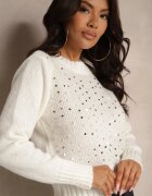 j&x Sweter Casual Bej deschis cu Bumbac și Paiete Savintha