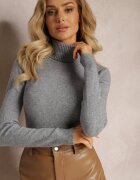 j&x Szary Golf Dzianinowy Apasge