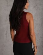 j&x Vestă casual din tricot cu guler înalt și vâscoză Edline Bordo
