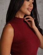 j&x Vestă casual din tricot cu guler înalt și vâscoză Edline Bordo