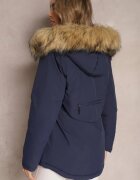  Jachetă Parka Bleumarin cu Glugă Detașabilă și Blană Veazee