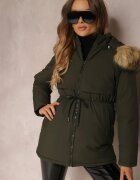  Jachetă Parka Verde închisă cu Glugă cu Blană Bimi