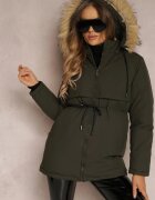  Jachetă Parka Verde închisă cu Glugă cu Blană Bimi