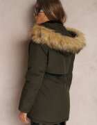  Jachetă Parka Verde închisă cu Glugă cu Blană Bimi