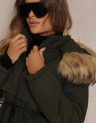  Jachetă Parka Verde închisă cu Glugă cu Blană Bimi