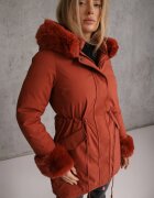  Jachetă Portocalie Reversibilă Parka cu Glugă și Blană Detașabilă Nevetalie