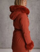  Jachetă Portocalie Reversibilă Parka cu Glugă și Blană Detașabilă Nevetalie