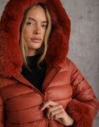  Jachetă Portocalie Reversibilă Parka cu Glugă și Blană Detașabilă Nevetalie