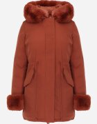  Jachetă Portocalie Reversibilă Parka cu Glugă și Blană Detașabilă Nevetalie