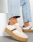joalice paris Adidași Bej Iconici Tenisi cu Talpă Groasă Decorați cu Imprimeu Leopard Gonelis