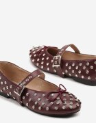 joalice paris Balerini Bordeaux cu Nituri Decorative și Fundă Ridiante