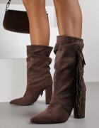joalice paris Botine Maro Western cu toc gros cu franjuri Reisetia