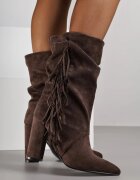 joalice paris Botine Maro Western cu toc gros cu franjuri Reisetia