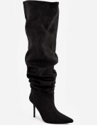 joalice paris Cizme peste genunchi Slouchy pe toc stiletto din imitație de piele întoarsă Stona Negre