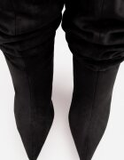 joalice paris Cizme peste genunchi Slouchy pe toc stiletto din imitație de piele întoarsă Stona Negre