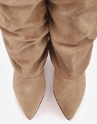joalice paris Cizme Slouchy cu efect plisat cu textură de piele întoarsă cu toc jos Camosin Bej închis