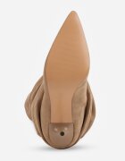 joalice paris Cizme Slouchy cu efect plisat cu textură de piele întoarsă cu toc jos Camosin Bej închis