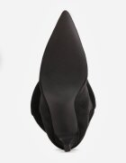 joalice paris Cizme Slouchy cu toc subțire și carâmb stratificat cu textură de piele întoarsă Anida Negre
