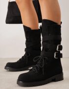 joalice paris Ghete workery decorate cu catarame pe curele în jurul gleznei Angrmend Negre