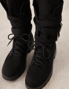 joalice paris Ghete workery decorate cu catarame pe curele în jurul gleznei Angrmend Negre