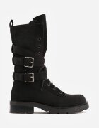joalice paris Ghete workery decorate cu catarame pe curele în jurul gleznei Angrmend Negre