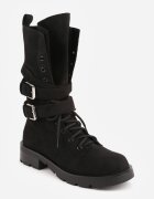 joalice paris Ghete workery decorate cu catarame pe curele în jurul gleznei Angrmend Negre