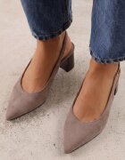 joalice paris Pantofi slingback cu textură de piele întoarsă cu toc gros Facena Bej închis Bej