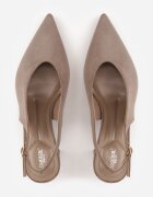 joalice paris Pantofi slingback cu textură de piele întoarsă cu toc gros Facena Bej închis Bej