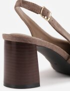 joalice paris Pantofi slingback cu textură de piele întoarsă cu toc gros Facena Bej închis Bej