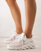 joalice paris Pantofi Sport Albi Sneakers pe Platformă decorată în relief Teliriella