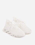 joalice paris Pantofi Sport Albi Sneakers pe Platformă decorată în relief Teliriella