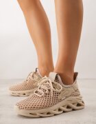 joalice paris Pantofi Sport Bej închis Sneakers pe Platformă decorate în Relief Teliriella