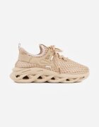 joalice paris Pantofi Sport Bej închis Sneakers pe Platformă decorate în Relief Teliriella