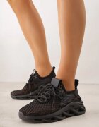 joalice paris Pantofi sport negri tip sneakers cu platformă decorată cu relief Teliriella
