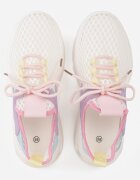 joalice paris Pantofi Sport Sneakers Alb-Violet pe Platformă Decorați cu Relief Teliriella