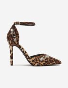 joalice paris Pantofi stiletto cu imprimeu de leopard decorate cu strasuri și aplicații Ridirianne