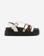 joalice paris Sandale Albe cu platformă decorate cu barete și imprimeu leopard Melrive