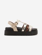 joalice paris Sandale Bej cu platformă decorate cu curele și cu imprimeu leopard Melrive