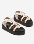 joalice paris Sandale Bej cu platformă decorate cu curele și cu imprimeu leopard Melrive