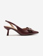 joalice paris Sandale roșii slingback cu toc mic decorate cu fundă și ținte Rizonna
