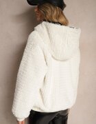 jstyle Geacă Albă cu glugă cu blăniță și cu elastic Deolie
