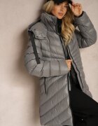 jstyle Geacă Gri închis de Iarnă cu Matlasare Diagonală și Glugă Nedetașabilă Siaritha