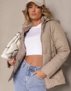 jstyle Geacă Matlasată Bej închisă cu Glugă Detașabilă Felathra