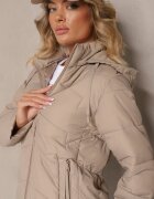 jstyle Geacă Matlasată Bej închisă cu Glugă Detașabilă Felathra
