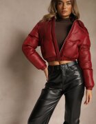 jstyle Geacă matlasată bordo cu glugă nedetașabilă cu croială scurtă Tinneira