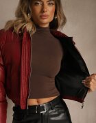 jstyle Geacă matlasată bordo cu glugă nedetașabilă cu croială scurtă Tinneira