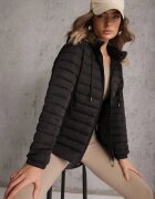 jstyle Geacă Neagră Matlasată Finisată cu șnururi și glugă Mivissa