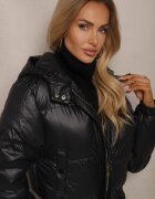 jstyle Geacă Neagră Matlasată scurtă cu glugă nedetașabilă Tinneira