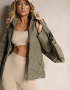 jstyle Geacă Verde închis Matlasată cu Glugă Detașabilă Felathra