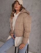 jstyle Jachetă Bej închis Matlasată Puffer cu glugă Mivvia